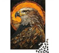 Puzzles Pour Adolescents 1000 Pièces Golden Eagle Stained Glass Panel Puzzle Pour Adolescents - Idéal Pour Passer Le Temps À La Maison, Pour Un Anniversaire, Noël, Des Jeux En Famille Et Des Soirées J
