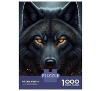 Puzzles pour Adolescents 1000 Pièces Golden Eyes Wolf Puzzle pour Adultes Jeux Relaxants Décoration Intérieure Cadeaux Uniques pour Anniversaire Et Noël 70x50cm/1000pcs