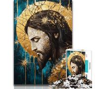 Puzzles pour Adolescents 1000 pièces Golden Fantasy Jesus, Jeux éducatifs et décoration pour la Maison, idéal comme Cadeau pour Toute la Famille (75x50cm)
