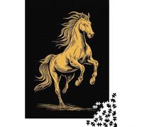 Puzzles Pour Adolescents 1000 Pièces Golden Horse Illustration Puzzle Pour Adolescents - Idéal Pour Passer Le Temps À La Maison, Pour Un Anniversaire, Noël, Des Jeux En Famille Et Des Soirées Jeux 70x