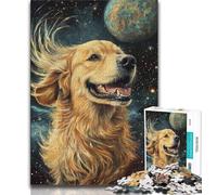 Puzzles pour Adolescents 1000 pièces Golden Retriever, Anti-Stress Staycation Kill Time Wishlist avec Père Noël (38x26cm)