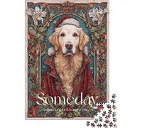 Puzzles pour Adolescents 1000 Pièces Golden Retriever Christmas Card-2 Puzzles pour Adultes Course De Vitesse Manuelle pour Anniversaire, Noël Jeu Stimulant Cadeaux 70x50cm/1000pcs