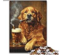 Puzzles pour Adolescents 1000 pièces Golden Retriever Fumeur Jeu éducatif Familial Offrez des Cadeaux pour Toute la Famille à partir de 14 Ans 50x75cm