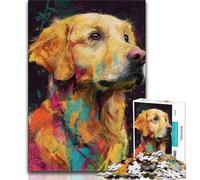 Puzzles pour Adolescents 1000 pièces Golden Retriever Peinture à l'huile Puzzles pour Adultes, Relax Games est Un pour Toute la Famille (Taille 75x50cm)