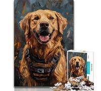Puzzles pour Adolescents 1000 pièces Golden Retriever Portrait Adolescent Puzzle, Soulagement du Stress Défi Difficile Cadeaux du Père Noël Secret (Taille 75x50cm)