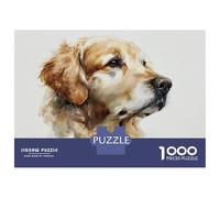 Puzzles pour Adolescents 1000 Pièces Golden Retriever Watercolor Print Puzzle pour Adultes Jouets Anti-Stress Décoration Murale Cadeaux Uniques d'anniversaire Et De Noël 70x50cm/1000pcs