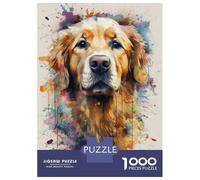 Puzzles pour Adolescents 1000 Pièces Golden Retriever Watercolor Puzzles pour Adolescents, Jouet, Décoration Murale, Décoration Intérieure, Interaction Parent-Enfant 70x50cm/1000pcs