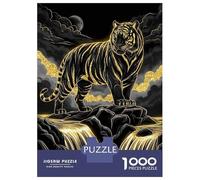 Puzzles pour Adolescents 1000 Pièces Golden Tiger on Rocks Puzzles pour Adultes - Décoration Murale - Jeu D'analyse Et De Logique - Cadeau Stimulant 70x50cm/1000pcs