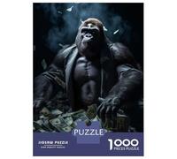 Puzzles pour Adolescents 1000 Pièces Gorilla Money Dollar Bills Puzzles pour Adultes, Jouet, Décoration Murale, Une Œuvre d'art, Cadeaux Uniques d'anniversaire Et De Noël 52x38cm/1000pcs