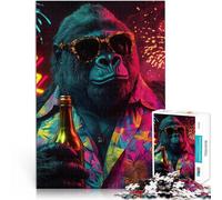 Puzzles pour Adolescents 1000 pièces Gorille Cool avec Bouteille Apprentissage éducatif Convient pour la décoration de Bureau 75x50cm