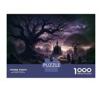 Puzzles pour Adolescents 1000 Pièces Gothic Cemetery Scene Puzzle pour Adolescents Analyse Et Logique Difficile Et Stimulant Un pour Les Jeux 52x38cm/1000pcs