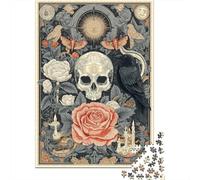 Puzzles pour Adolescents 1000 Pièces Gothic Skull Art Print-2 Puzzle pour Adultes Jeux Relaxants Décoration Parfaite pour Les Joueurs 38x26cm/1000pcs