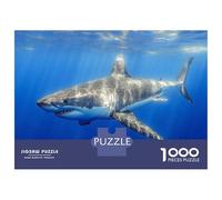 Puzzles pour Adolescents 1000 Pièces Great White Shark in Ocean Puzzle Jeux De Famille Course De Vitesse Manuelle Cadeaux De Noël Et d'anniversaire 52x38cm/1000pcs