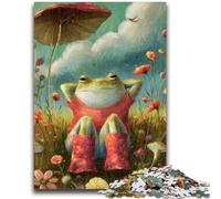 Puzzles pour Adolescents 1000 pièces Grenouille Assise sur l'herbe Jouets de Divertissement Familial Jeu éducatif pour Anniversaire, Noël pour Les 14 Ans et Plus 26x38cm