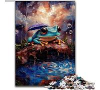 Puzzles pour Adolescents 1000 pièces Grenouille avec Parapluie, activité familiale pour renforcer l'amour Entre Couples à partir de 14 Ans 50x75cm