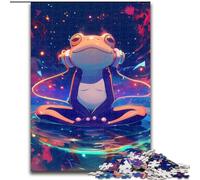 Puzzles pour Adolescents 1000 pièces Grenouille écoutant de la Musique, Jouets éducatifs, Anti-Stress, renforce l'amour Entre Couples (Taille 26x38cm)