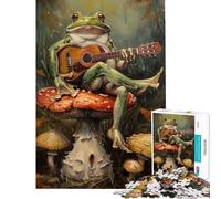 Puzzles pour Adolescents 1000 pièces Grenouille Guitare Musique Champignon Un Jeu Difficile à compléter mais Amusant et Humoristique Jeu Pratique pour Les 14 Ans et Plus Format 50x75cm