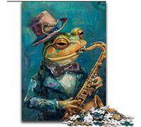 Puzzles pour Adolescents 1000 pièces Grenouille Jouant du Saxophone, Jeu Familial Anti-Stress, défi Difficile, renforce l'amour Entre Couples (Taille 50x75cm)