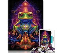 Puzzles pour Adolescents 1000 pièces Grenouille psychédélique 1000 pièces pour Adultes, Anti-Stress, défi Difficile, Cadeaux du Père Noël Secret 26x38cm