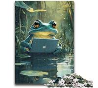Puzzles pour Adolescents 1000 pièces Grenouille Qui Travaille Entraînez Votre Cerveau et Vos Mains Interaction Parent-Enfant pour Les 14 Ans et Plus 38x26cm