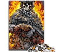 Puzzles pour Adolescents 1000 pièces Guerrier Squelette de Flamme Soulagement du Stress Défi Difficile Convient pour la décoration de Bureau 26x38cm