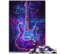 Puzzles pour Adolescents 1000 pièces Guitare néon Aidez Le Cerveau à exercer Jouets addictifs pour cultiver la Patience Décoration Murale 26x38cm