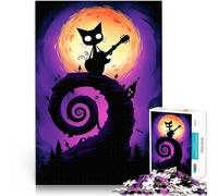 Puzzles pour Adolescents 1000 pièces Guitariste de Black Cat Jouets éducatifs d'apprentissage Jeu de défi Unique 75x50cm