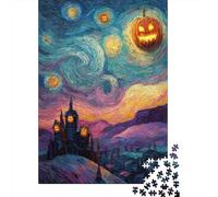 Puzzles pour Adolescents 1000 Pièces Halloween Castle Night Sky Puzzle pour Adultes Jeux Relaxants Décoration Parfaite pour Les Joueurs 38x26cm/1000pcs