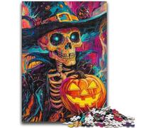 Puzzles pour Adolescents 1000 pièces Halloween Squelette Famille Divertissement Jouets Jeu éducatif pour Anniversaire, Noël pour Les 14 Ans et Plus 50x75cm