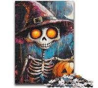 Puzzles pour Adolescents 1000 pièces Halloween Squelette Relax Jeux Jeu éducatif pour Anniversaire, Noël pour et 14 Ans et Plus 50x75cm