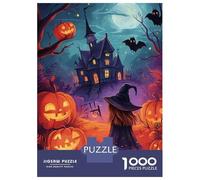 Puzzles pour Adolescents 1000 Pièces Halloween Witch and Haunted House Puzzles pour Adolescents Jeux Relaxants Course De Vitesse Manuelle Est Idéal comme Cadeau 38x26cm/1000pcs