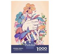 Puzzles pour Adolescents 1000 Pièces Hands Holding Flowers Puzzles pour Adolescents, Jouet, Décoration Murale, Décoration Intérieure, Interaction Parent-Enfant 70x50cm/1000pcs