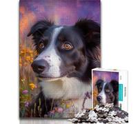 Puzzles pour Adolescents 1000 pièces Happy Border Collie, Aide Le Cerveau à exercer des Jouets addictifs pour cultiver la Patience, Cadeau pour Les Anniversaires (75x50cm)