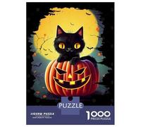 Puzzles pour Adolescents 1000 Pièces Happy Halloween Black Cat Puzzle pour Adultes Jeux Relaxants Décoration Intérieure Cadeaux Uniques pour Anniversaire Et Noël 70x50cm/1000pcs