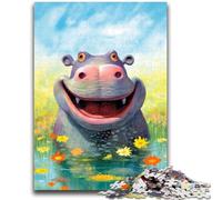 Puzzles pour Adolescents 1000 pièces Happy Hippo Delight, Jouets de Divertissement Familial, Jeu éducatif pour Anniversaire, Noël pour Les 14 Ans et Plus 50x75cm