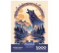 Puzzles pour Adolescents 1000 Pièces Harmony Wolf Howl at Dusk Puzzles pour Adultes - Décoration Murale - Jeu D'analyse Et De Logique - Cadeau Stimulant 52x38cm/1000pcs