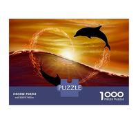 Puzzles pour Adolescents 1000 Pièces Heart of Dolphins Puzzles pour Adultes, Jouet, Décoration Murale, Une Œuvre d'art, Cadeaux Uniques d'anniversaire Et De Noël 52x38cm/1000pcs