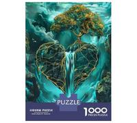 Puzzles pour Adolescents 1000 Pièces Heart-Shaped Waterfall Wall Art Puzzles pour Adultes, Jouets À Monter Soi-même, Analyse Et Logique, Activités Ludiques À La Maison, 70x50cm/1000pcs