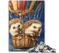 Puzzles pour Adolescents 1000 pièces Hérisson dans Une montgolfière pour Les 14 Ans et Plus Cadeaux intéressants pour la réduction du Stress pour Les Amis et la Famille 26x38cm