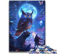 Puzzles pour Adolescents 1000 pièces Hibou la Nuit Jouets éducatifs Jeux familiaux Jeu éducatif pour Anniversaire, Noël 50x75cm