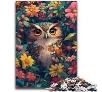 Puzzles pour Adolescents 1000 pièces Hiboux Mignons Fleurs Aidez Le Cerveau à exercer Jouets addictifs pour cultiver la Patience Convient aux Couples 50x75cm