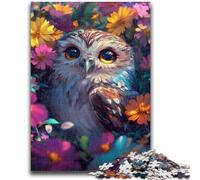 Puzzles pour Adolescents 1000 pièces Hiboux Mignons Fleurs Entraînez Votre Cerveau et Vos Mains Interaction Parent-Enfant pour Les 14 Ans et Plus 38x26cm