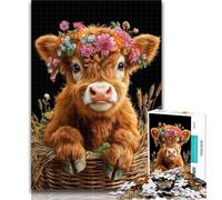 Puzzles pour Adolescents 1000 pièces Highland Cow Baby 1000 pièces pour Adultes, Anti-Stress, défi Difficile, Cadeaux du Père Noël Secret 50x75cm