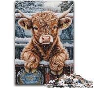 Puzzles pour Adolescents 1000 pièces Highland Cow Brain Intelligence Challenge Jouets addictifs Cadeau d'anniversaire, Cadeaux, Décoration Murale 26x38cm
