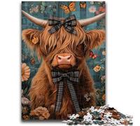Puzzles pour Adolescents 1000 pièces Highland Cow Brain Intelligence Challenge Jouets addictifs Cadeau d'anniversaire, Cadeaux, Décoration Murale 26x38cm