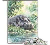 Puzzles pour Adolescents 1000 pièces Hippo de la Jungle, éducatifs et éducatifs, idéals comme Cadeau pour Toute la Famille (Taille 26x38cm)