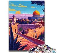 Puzzles pour Adolescents 1000 pièces Horizon de Jérusalem 1000 pièces pour Adolescents, avec Affiche et fiche de Questions correspondantes pour Les 14 Ans et Plus (26x38cm)