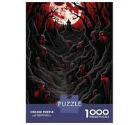Puzzles pour Adolescents 1000 Pièces Horror Landscape with Red Moon and Demons Puzzles pour Adolescents Jeux Relaxants Course De Vitesse Manuelle Est Idéal comme Cadeau 52x38cm/1000pcs