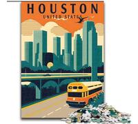 Puzzles pour Adolescents 1000 pièces Houston Texas Travel Art Jeu Stimulant Cadeaux pour est idéal comme Cadeau pour Toute la Famille (50x75cm) 1000pcs