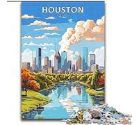 Puzzles pour Adolescents 1000 pièces Houston Texas Travel, pour Les 14 Ans et Plus Convient aux Couples Activités Amusantes à la Maison Cadeau d'anniversaire, Cadeaux de Voyage 50x75cm